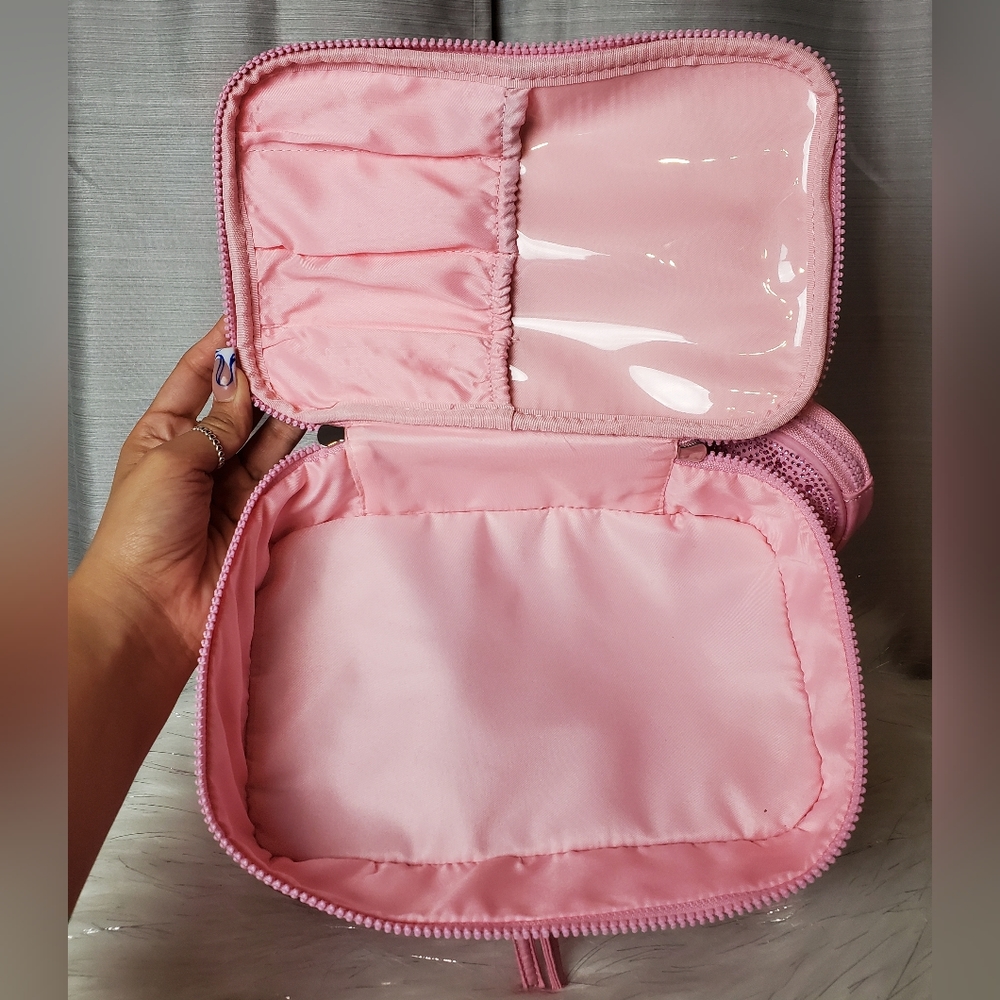MADDEN GIRL pink butterfly nylon cosmetic bag - Picture 2 of 6